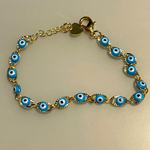 Evil eye 6” 14k gold plated bracelet - Picture 1 of 2